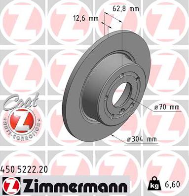 Zimmermann 450.5222.20 - Bremžu diski ps1.lv