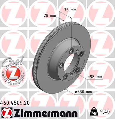 Zimmermann 460.4509.20 - Bremžu diski ps1.lv