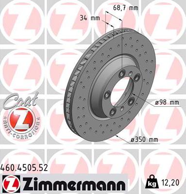 Zimmermann 460.4505.52 - Bremžu diski ps1.lv