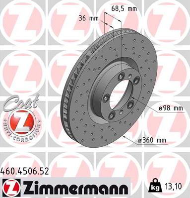 Zimmermann 460.4506.52 - Bremžu diski ps1.lv