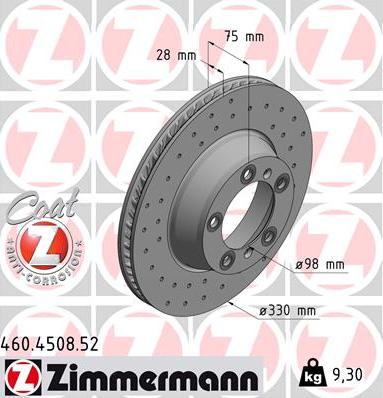 Zimmermann 460.4508.52 - Bremžu diski ps1.lv