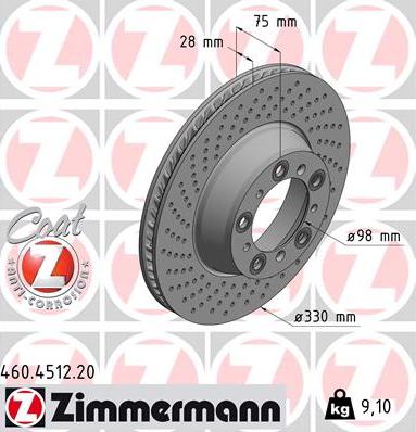 Zimmermann 460.4512.20 - Bremžu diski ps1.lv