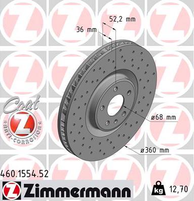 Zimmermann 460.1554.52 - Bremžu diski ps1.lv