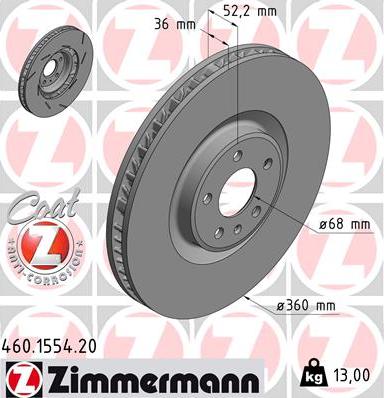 Zimmermann 460.1554.20 - Bremžu diski ps1.lv