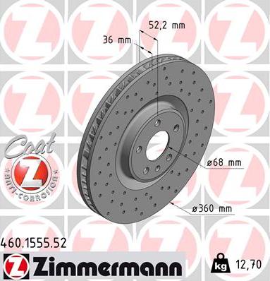 Zimmermann 460.1555.52 - Bremžu diski ps1.lv