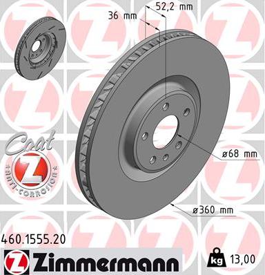 Zimmermann 460.1555.20 - Bremžu diski ps1.lv