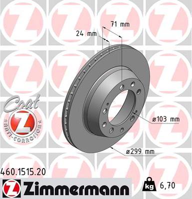 Zimmermann 460.1515.20 - Bremžu diski ps1.lv