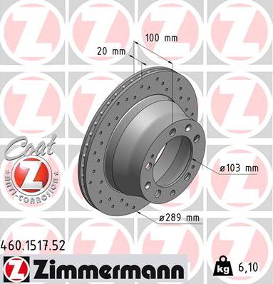 Zimmermann 460.1517.52 - Bremžu diski ps1.lv