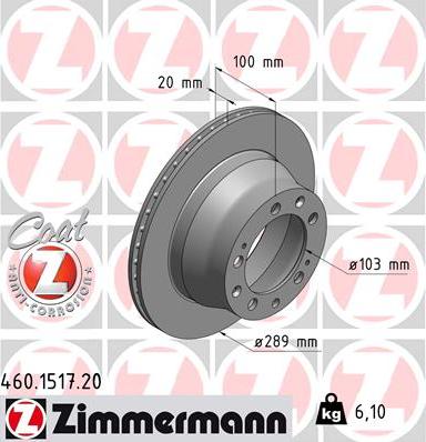 Zimmermann 460.1517.20 - Bremžu diski ps1.lv