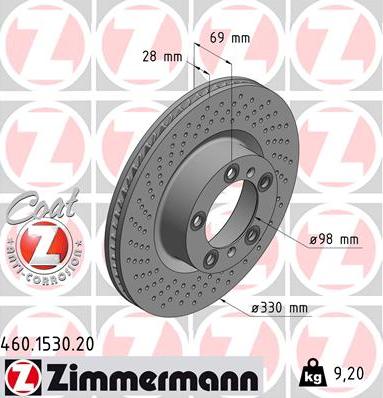 Zimmermann 460.1530.20 - Bremžu diski ps1.lv