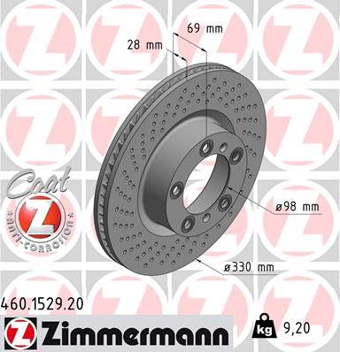 Zimmermann 460.1529.20 - Bremžu diski ps1.lv