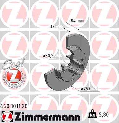 Zimmermann 460.1011.20 - Bremžu diski ps1.lv