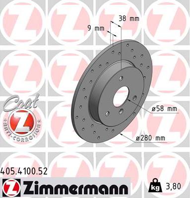 Zimmermann 405.4100.52 - Bremžu diski ps1.lv