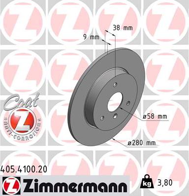 Zimmermann 405.4100.20 - Bremžu diski ps1.lv