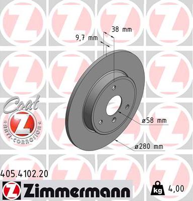 Zimmermann 405.4102.20 - Bremžu diski ps1.lv
