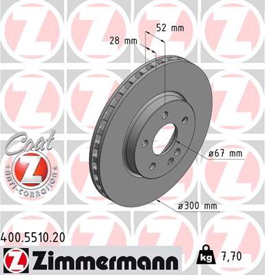 Zimmermann 400.5510.20 - Bremžu diski ps1.lv