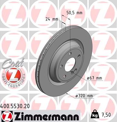 Zimmermann 400.5530.20 - Bremžu diski ps1.lv