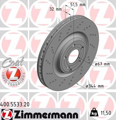 Zimmermann 400.5533.20 - Bremžu diski ps1.lv