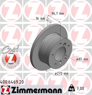 Zimmermann 400.6469.20 - Bremžu diski ps1.lv