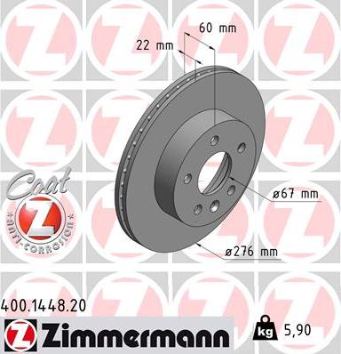 Zimmermann 400.1448.20 - Bremžu diski ps1.lv