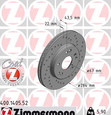 Zimmermann 400.1405.52 - Bremžu diski ps1.lv