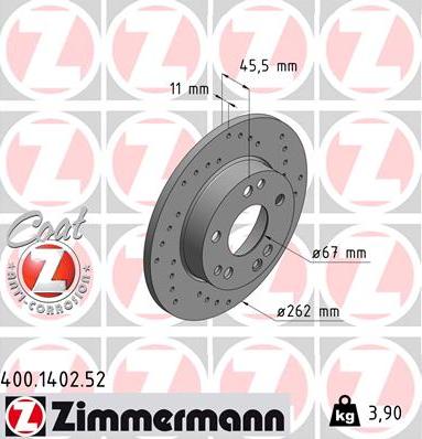 Zimmermann 400.1402.52 - Bremžu diski ps1.lv