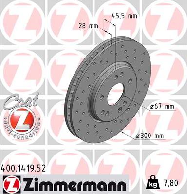 Zimmermann 400.1419.52 - Bremžu diski ps1.lv