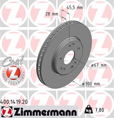 Zimmermann 400.1419.20 - Bremžu diski ps1.lv