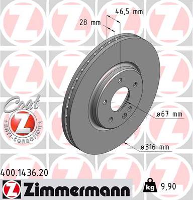 Zimmermann 400.1436.20 - Bremžu diski ps1.lv