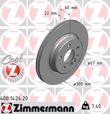 Zimmermann 400.1424.20 - Bremžu diski ps1.lv