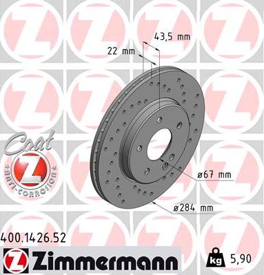 Zimmermann 400.1426.52 - Bremžu diski ps1.lv