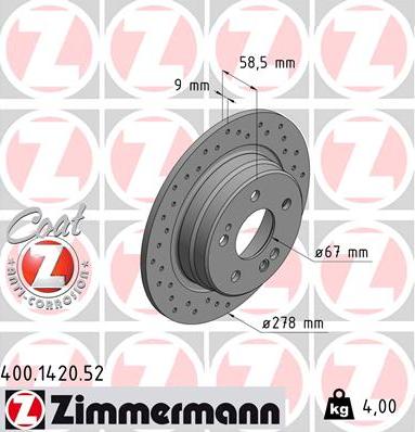 Zimmermann 400.1420.52 - Bremžu diski ps1.lv