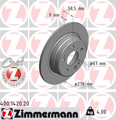 Zimmermann 400.1420.20 - Bremžu diski ps1.lv