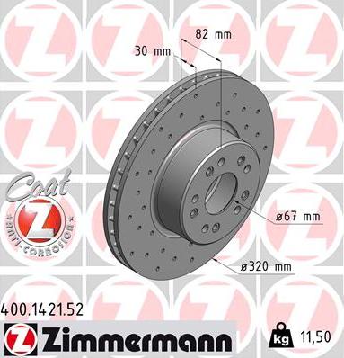 Zimmermann 400.1421.52 - Bremžu diski ps1.lv