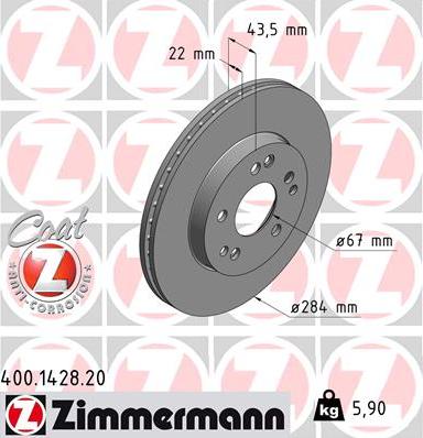 Zimmermann 400.1428.20 - Bremžu diski ps1.lv