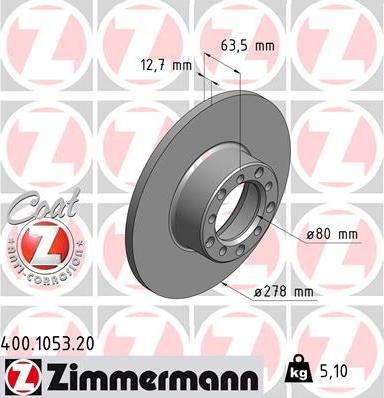 Zimmermann 400.1053.20 - Bremžu diski ps1.lv