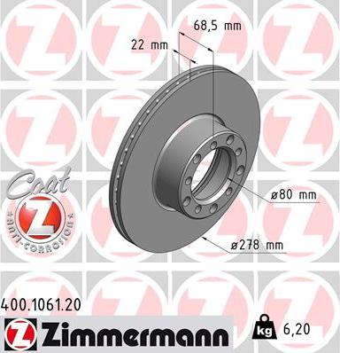 Zimmermann 400.1061.20 - Bremžu diski ps1.lv