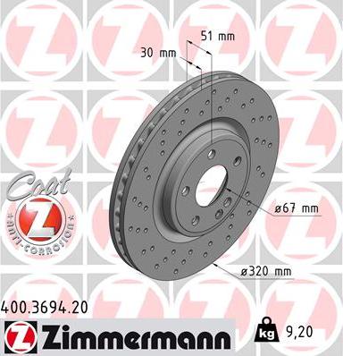 Zimmermann 400.3694.20 - Bremžu diski ps1.lv