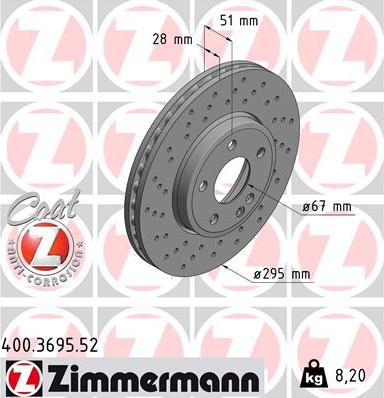 Zimmermann 400.3695.52 - Bremžu diski ps1.lv