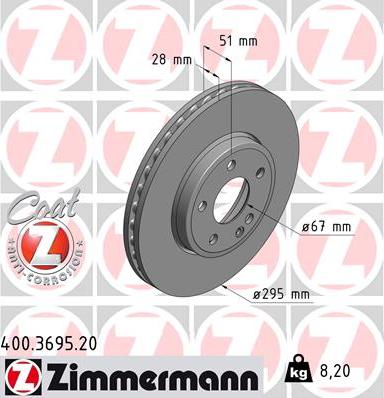 Zimmermann 400.3695.20 - Bremžu diski ps1.lv