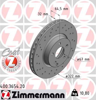 Zimmermann 400.3654.20 - Bremžu diski ps1.lv