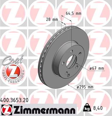 Zimmermann 400.3653.20 - Bremžu diski ps1.lv