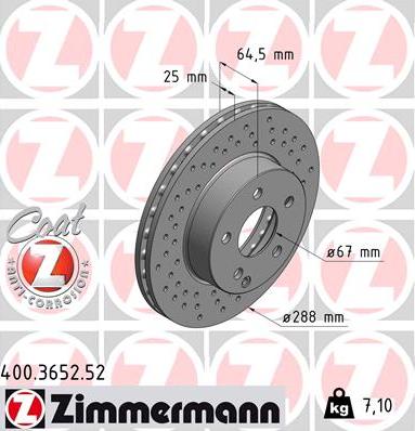 Zimmermann 400.3652.52 - Bremžu diski ps1.lv