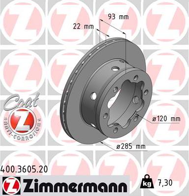 Zimmermann 400.3605.20 - Bremžu diski ps1.lv