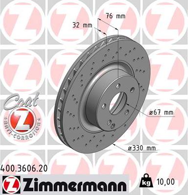 Zimmermann 400.3606.20 - Bremžu diski ps1.lv