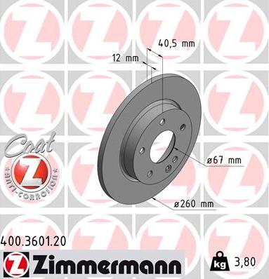 Zimmermann 400.3601.20 - Bremžu diski ps1.lv