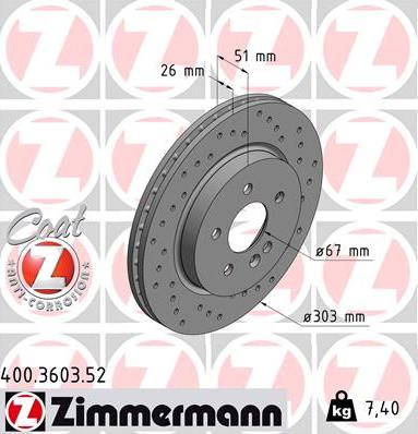 Zimmermann 400.3603.52 - Bremžu diski ps1.lv