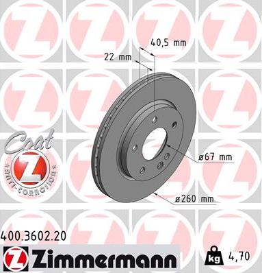 Zimmermann 400.3602.20 - Bremžu diski ps1.lv