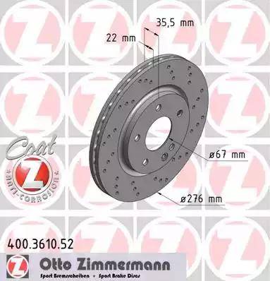 Zimmermann 400.3610.52 - Bremžu diski ps1.lv