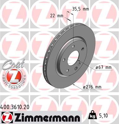 Zimmermann 400.3610.20 - Bremžu diski ps1.lv